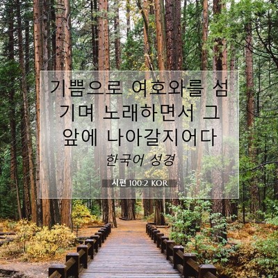 Picture 07 - 시편 100:2 KOR - 기쁨으로 여호와를 섬기며 - Bible Verse Picture