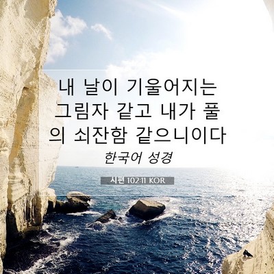 Picture 07 - 시편 102:11 KOR - 내 날이 기울어지는 그림자 같고 - Bible Verse Picture