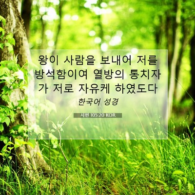 Picture 07 - 시편 105:20 KOR - 왕이 사람을 보내어 저를 방석함이여 - Bible Verse Picture