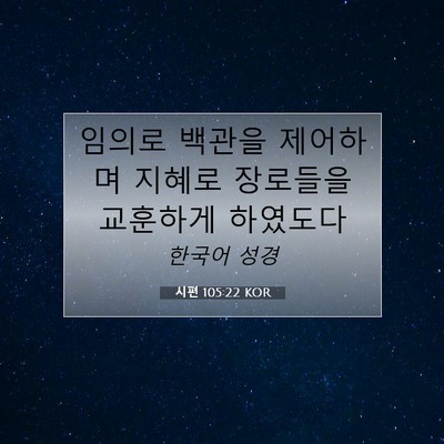 Picture 07 - 시편 105:22 KOR - 임의로 백관을 제어하며 지혜로 - Bible Verse Picture
