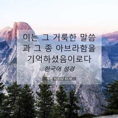 Picture 07 - 시편 105:42 KOR - 이는 그 거룩한 말씀과 그 종 - Bible Verse Picture