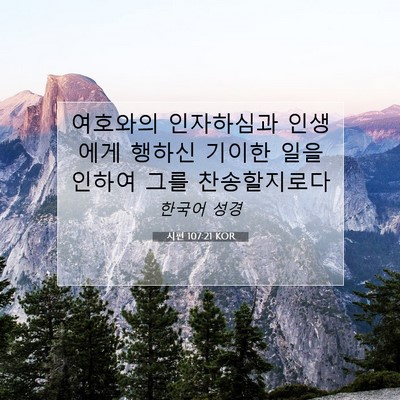 Picture 07 - 시편 107:21 KOR - 여호와의 인자하심과 인생에게 - Bible Verse Picture
