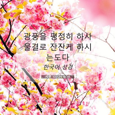 Picture 07 - 시편 107:29 KOR - 광풍을 평정히 하사 물결로 잔잔케 - Bible Verse Picture