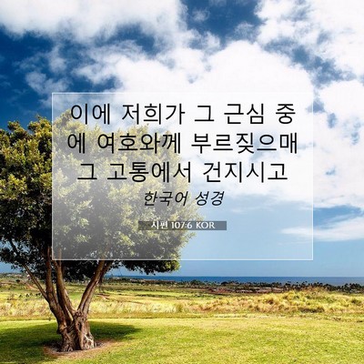 Picture 07 - 시편 107:6 KOR - 이에 저희가 그 근심 중에 여호와께 - Bible Verse Picture