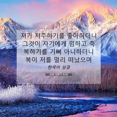 Picture 07 - 시편 109:17 KOR - 저가 저주하기를 좋아하더니 그것이 - Bible Verse Picture