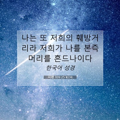 Picture 07 - 시편 109:25 KOR - 나는 또 저희의 훼방거리라 저희가 - Bible Verse Picture