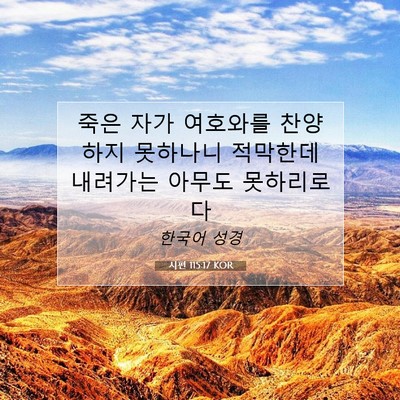 Picture 07 - 시편 115:17 KOR - 죽은 자가 여호와를 찬양하지 - Bible Verse Picture
