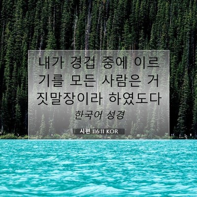 Picture 07 - 시편 116:11 KOR - 내가 경겁 중에 이르기를 모든 - Bible Verse Picture