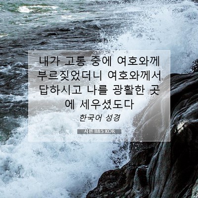 Picture 07 - 시편 118:5 KOR - 내가 고통 중에 여호와께 - Bible Verse Picture
