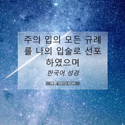 Picture 07 - 시편 119:13 KOR - 주의 입의 모든 규례를 나의 입술로 - Bible Verse Picture