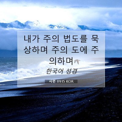 Picture 07 - 시편 119:15 KOR - 내가 주의 법도를 묵상하며 주의 - Bible Verse Picture