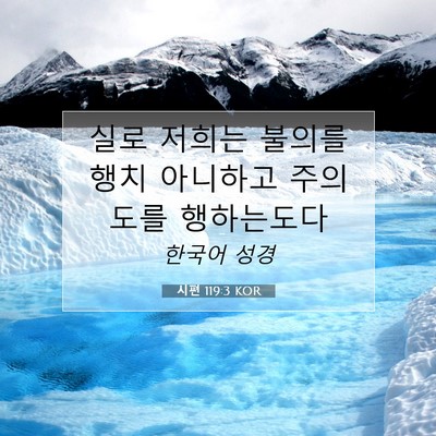 Picture 07 - 시편 119:3 KOR - 실로 저희는 불의를 행치 아니하고 - Bible Verse Picture