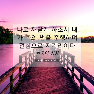 Picture 07 - 시편 119:34 KOR - 나로 깨닫게 하소서 내가 주의 법을 - Bible Verse Picture