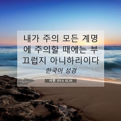 Picture 07 - 시편 119:6 KOR - 내가 주의 모든 계명에 주의할 - Bible Verse Picture