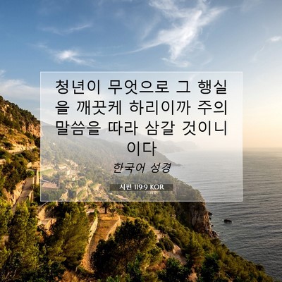 Picture 07 - 시편 119:9 KOR - 청년이 무엇으로 그 행실을 깨끗케 - Bible Verse Picture