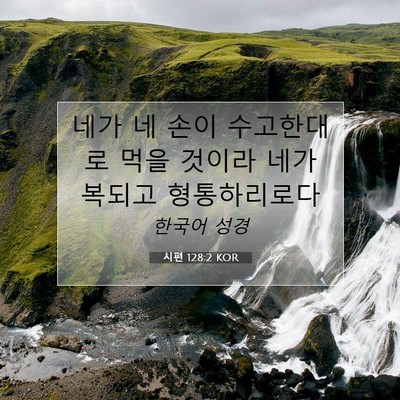 Picture 07 - 시편 128:2 KOR - 네가 네 손이 수고한대로 먹을 - Bible Verse Picture