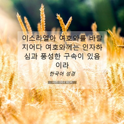 Picture 07 - 시편 130:7 KOR - 이스라엘아 여호와를 바랄지어다 - Bible Verse Picture