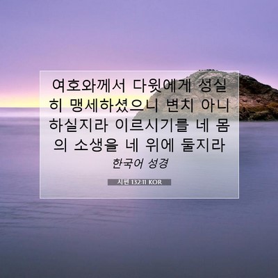 Picture 07 - 시편 132:11 KOR - 여호와께서 다윗에게 성실히 - Bible Verse Picture