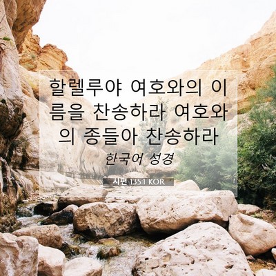 Picture 07 - 시편 135:1 KOR - 할렐루야 여호와의 이름을 찬송하라 - Bible Verse Picture