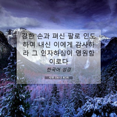 Picture 07 - 시편 136:12 KOR - 강한 손과 펴신 팔로 인도하여 내신 - Bible Verse Picture