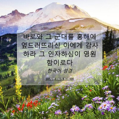 Picture 07 - 시편 136:15 KOR - 바로와 그 군대를 홍해에 - Bible Verse Picture