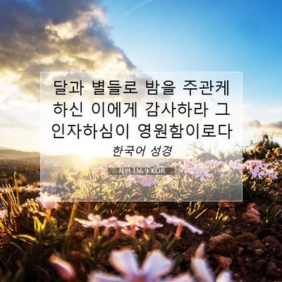 Picture 07 - 시편 136:9 KOR - 달과 별들로 밤을 주관케 하신 - Bible Verse Picture