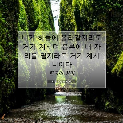 Picture 07 - 시편 139:8 KOR - 내가 하늘에 올라갈지라도 거기 - Bible Verse Picture