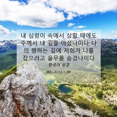 Picture 07 - 시편 142:3 KOR - 내 심령이 속에서 상할 때에도 - Bible Verse Picture