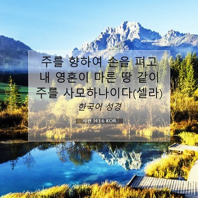 Picture 07 - 시편 143:6 KOR - 주를 향하여 손을 펴고 내 영혼이 - Bible Verse Picture
