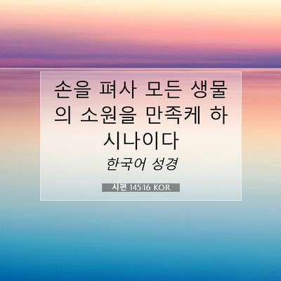 Picture 07 - 시편 145:16 KOR - 손을 펴사 모든 생물의 소원을 - Bible Verse Picture