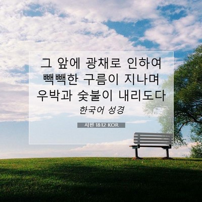 Picture 07 - 시편 18:12 KOR - 그 앞에 광채로 인하여 빽빽한 - Bible Verse Picture