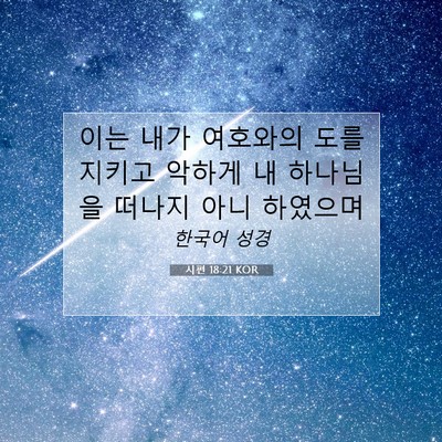 Picture 07 - 시편 18:21 KOR - 이는 내가 여호와의 도를 지키고 - Bible Verse Picture