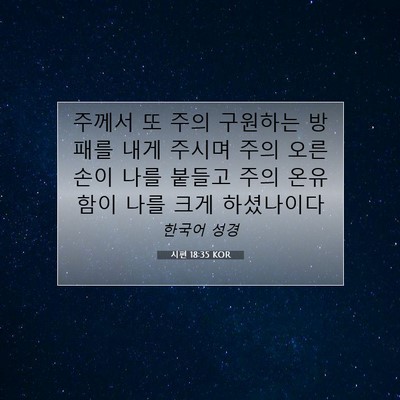 Picture 07 - 시편 18:35 KOR - 주께서 또 주의 구원하는 방패를 - Bible Verse Picture