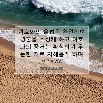 Picture 07 - 시편 19:7 KOR - 여호와의 율법은 완전하여 영혼을 - Bible Verse Picture
