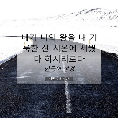 Picture 07 - 시편 2:6 KOR - 내가 나의 왕을 내 거룩한 산 시온에 - Bible Verse Picture