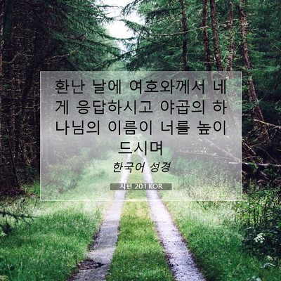 Picture 07 - 시편 20:1 KOR - 환난 날에 여호와께서 네게 - Bible Verse Picture