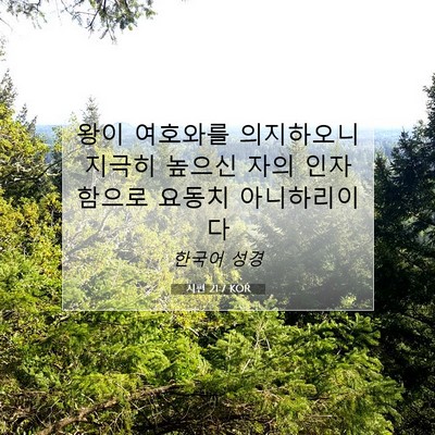 Picture 07 - 시편 21:7 KOR - 왕이 여호와를 의지하오니 지극히 - Bible Verse Picture