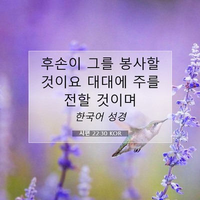 Picture 07 - 시편 22:30 KOR - 후손이 그를 봉사할 것이요 대대에 - Bible Verse Picture