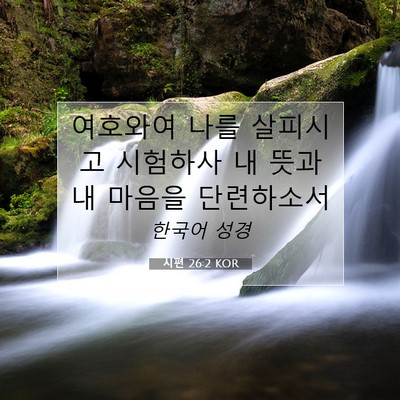 Picture 07 - 시편 26:2 KOR - 여호와여 나를 살피시고 시험하사 내 - Bible Verse Picture