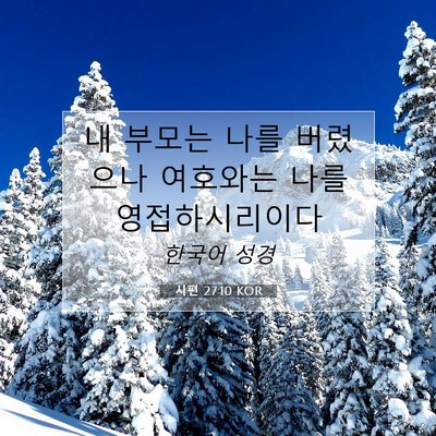 Picture 07 - 시편 27:10 KOR - 내 부모는 나를 버렸으나 여호와는 - Bible Verse Picture