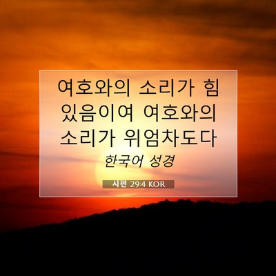 Picture 07 - 시편 29:4 KOR - 여호와의 소리가 힘 있음이여 - Bible Verse Picture