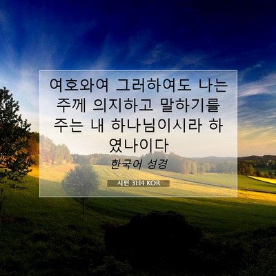 Picture 07 - 시편 31:14 KOR - 여호와여 그러하여도 나는 주께 - Bible Verse Picture