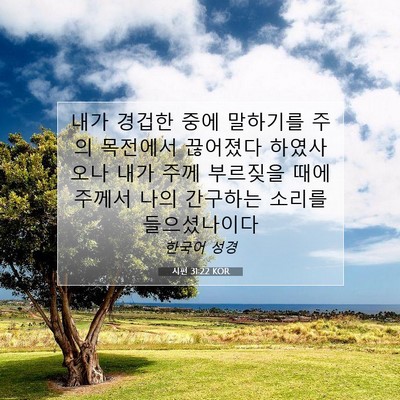 Picture 07 - 시편 31:22 KOR - 내가 경겁한 중에 말하기를 주의 - Bible Verse Picture