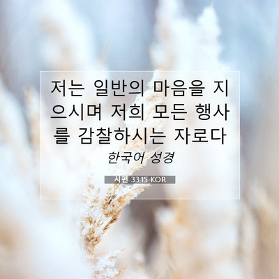 Picture 07 - 시편 33:15 KOR - 저는 일반의 마음을 지으시며 저희 - Bible Verse Picture