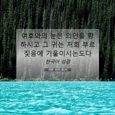Picture 07 - 시편 34:15 KOR - 여호와의 눈은 의인을 향하시고 그 - Bible Verse Picture