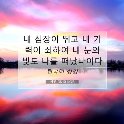 Picture 07 - 시편 38:10 KOR - 내 심장이 뛰고 내 기력이 쇠하여 내 - Bible Verse Picture