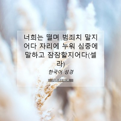 Picture 07 - 시편 4:4 KOR - 너희는 떨며 범죄치 말지어다 자리에 - Bible Verse Picture
