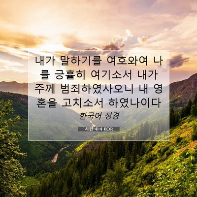 Picture 07 - 시편 41:4 KOR - 내가 말하기를 여호와여 나를 긍휼히 - Bible Verse Picture