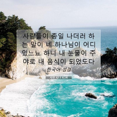 Picture 07 - 시편 42:3 KOR - 사람들이 종일 나더러 하는 말이 네 - Bible Verse Picture