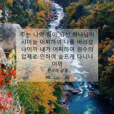 Picture 07 - 시편 43:2 KOR - 주는 나의 힘이 되신 하나님이시어늘 - Bible Verse Picture